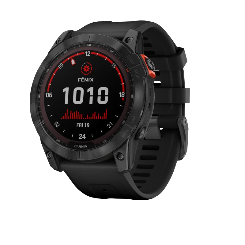 Garmin Fenix 7X Solar smartwatch, slate grey case with black band, Garmin Certified Refurbished