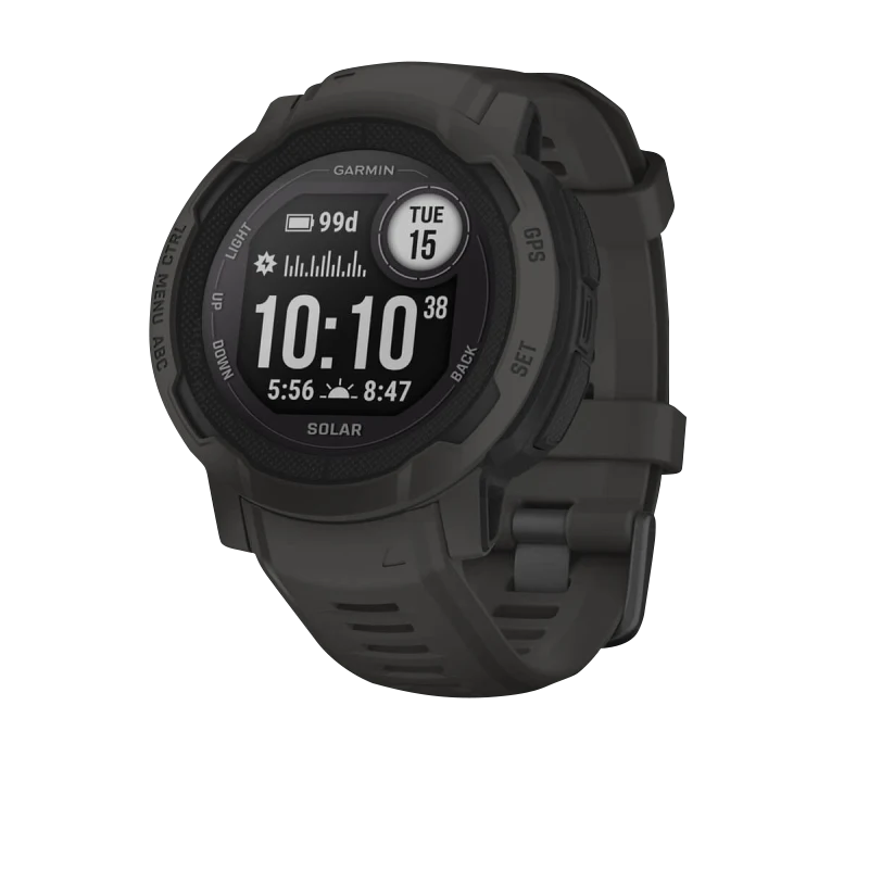 Garmin Instinct 2 Solar smartwatch in graphite, certified refurbished by Garmin