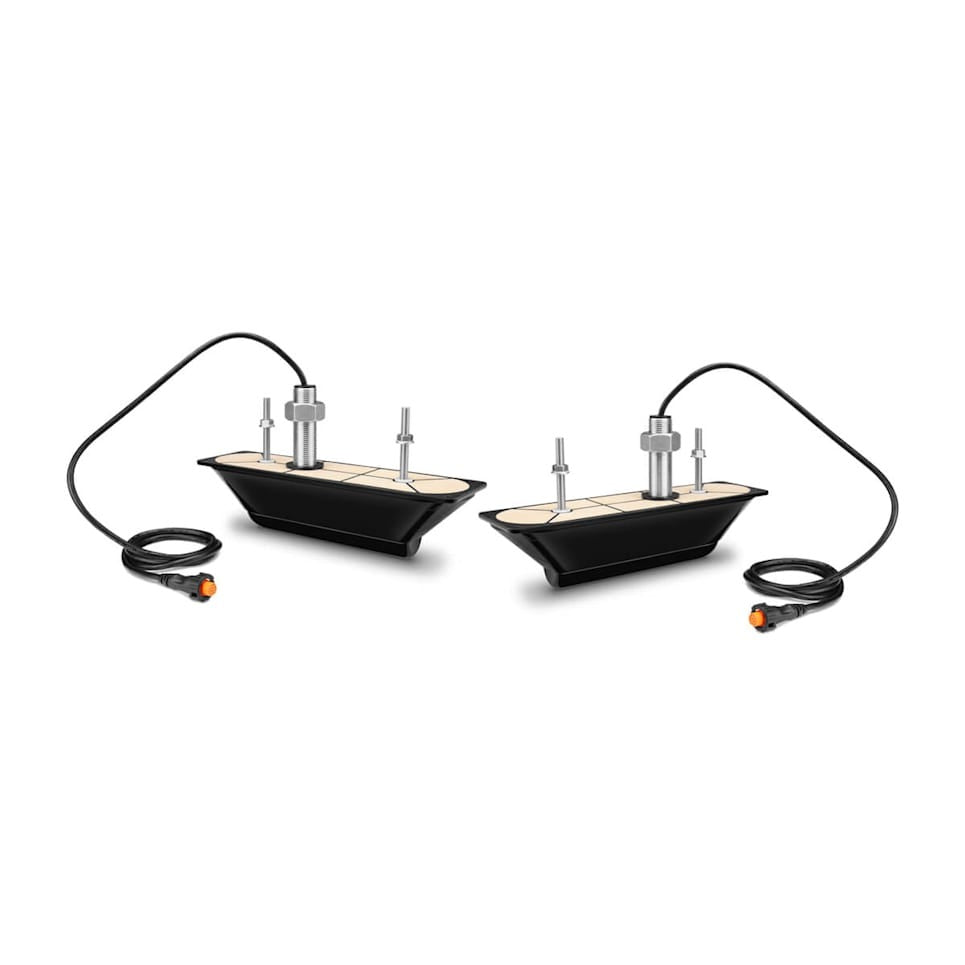 Garmin GT30-THP dive modules (pair) with beige tops, metal posts, and attached cables