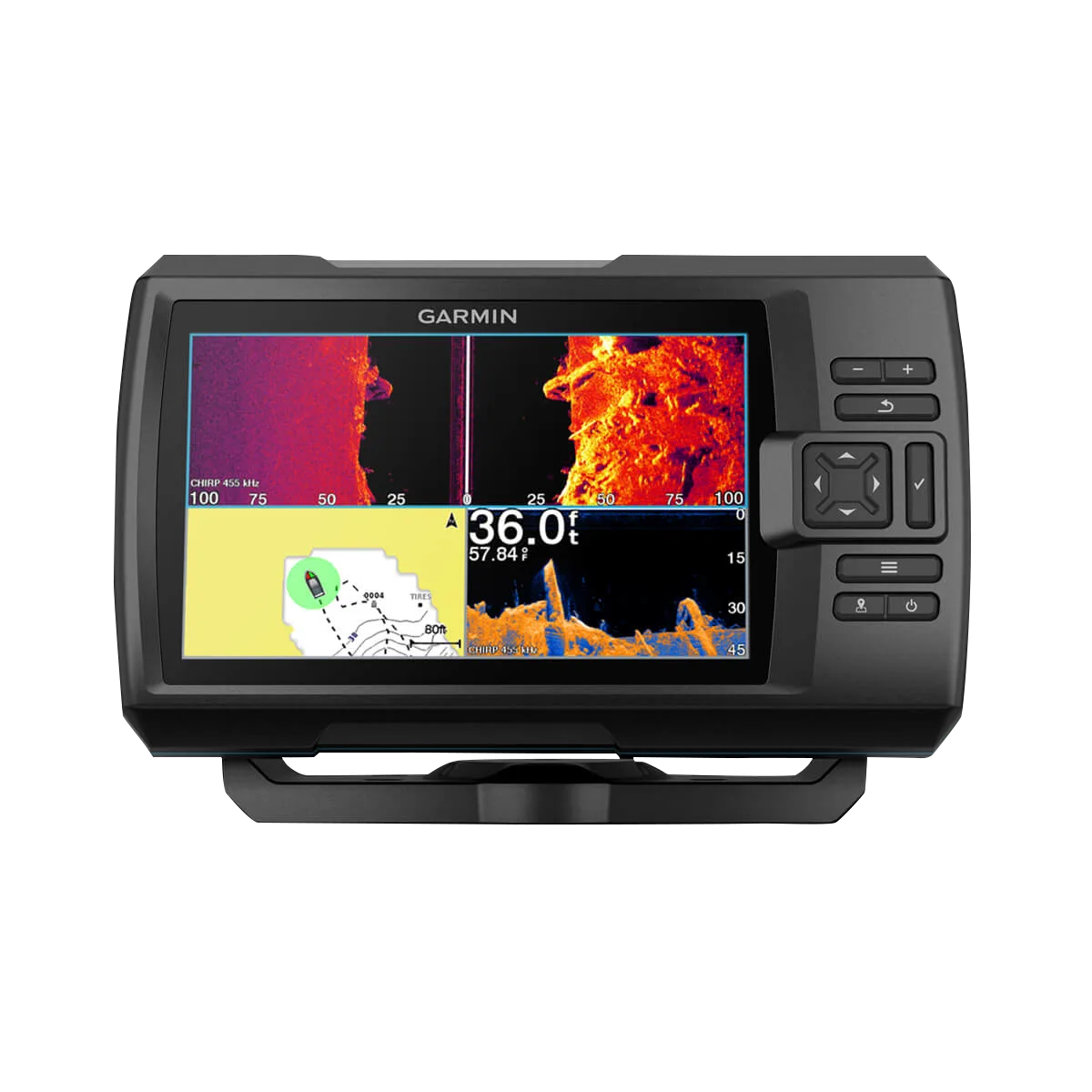 Garmin Striker Vivid 7sv fish finder display, black unit without transducer.