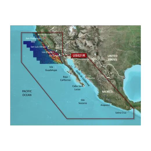 Garmin U.S., Mendocino, CA to Salina Cruz, MX Coastal Charts BlueChart g3 Vision | VUS021R | microSD/SD by Garmin