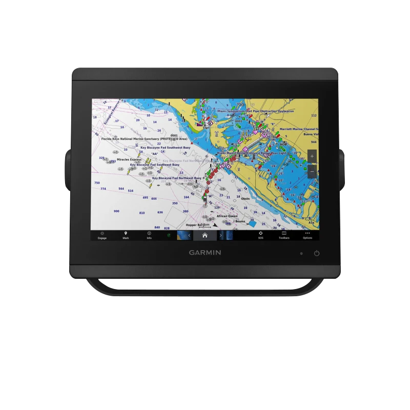 Garmin GPSMAP 8410 marine chartplotter with worldwide basemap displayed on a black display