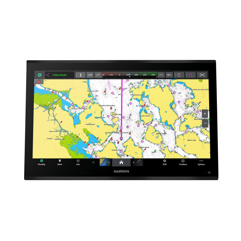 Garmin GPSMAP 9227 marine chartplotter with Navionics+ data, black display.