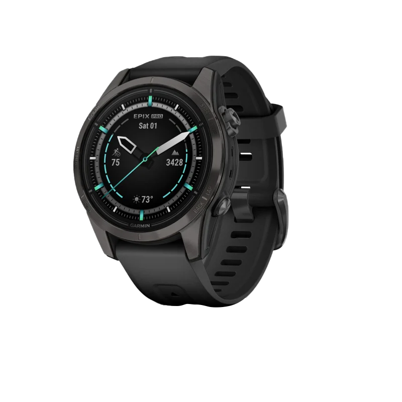 Garmin Epix Pro Gen 2 smartwatch, 42mm Sapphire Edition with carbon gray DLC titanium case and black band