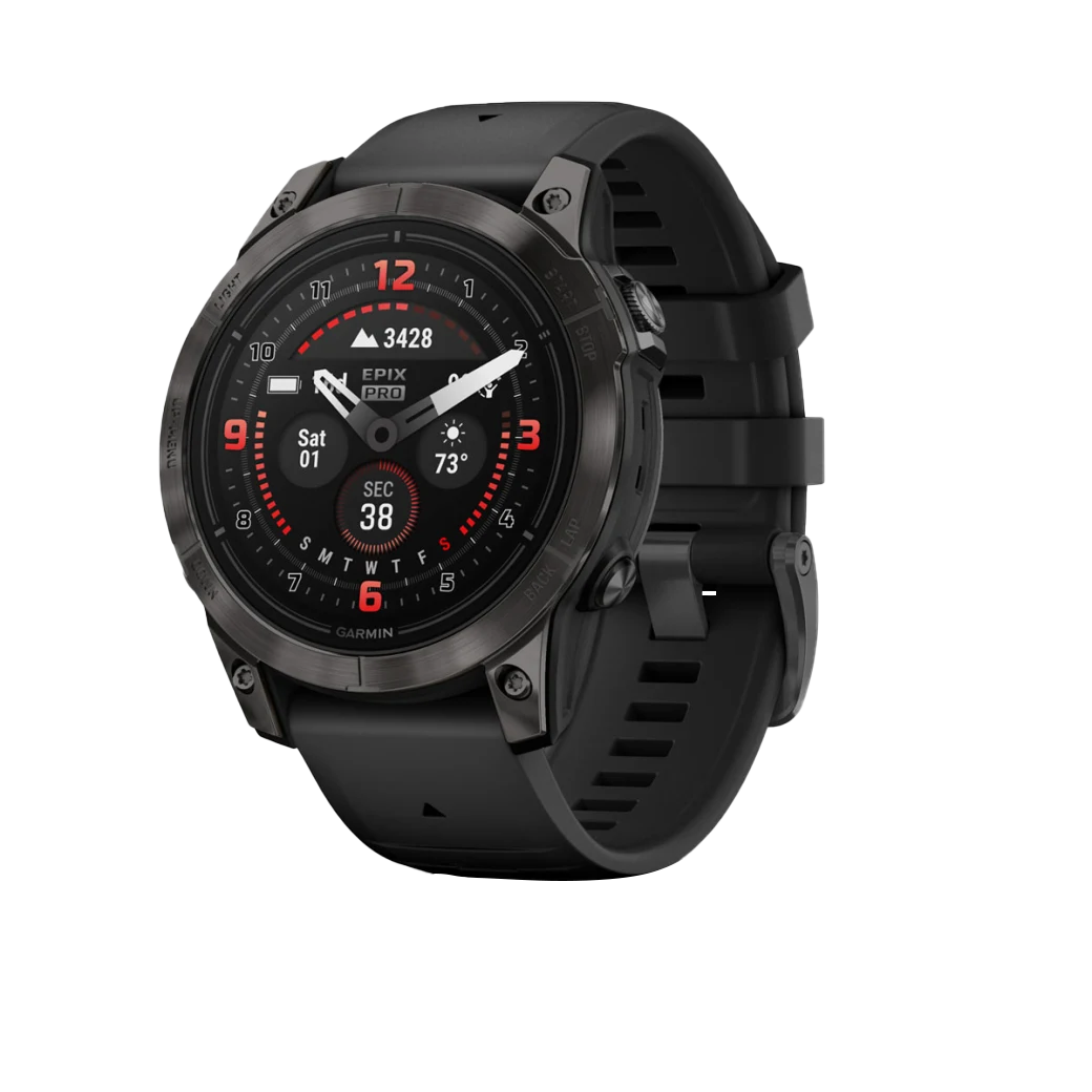Garmin Epix Pro Gen 2 47mm sapphire edition smartwatch, carbon gray DLC titanium case with black band