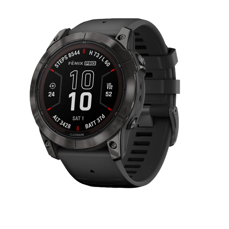 Garmin Fenix 7X Pro Sapphire Solar, Carbon Gray Titanium w/ Black Band (010-02778-10) by Garmin