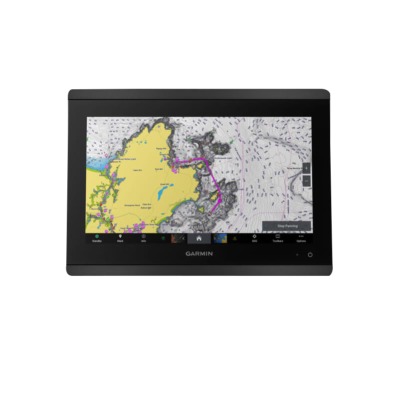 Garmin GPSMAP 8612xsv marine chartplotter display with mapping and sonar, black bezel