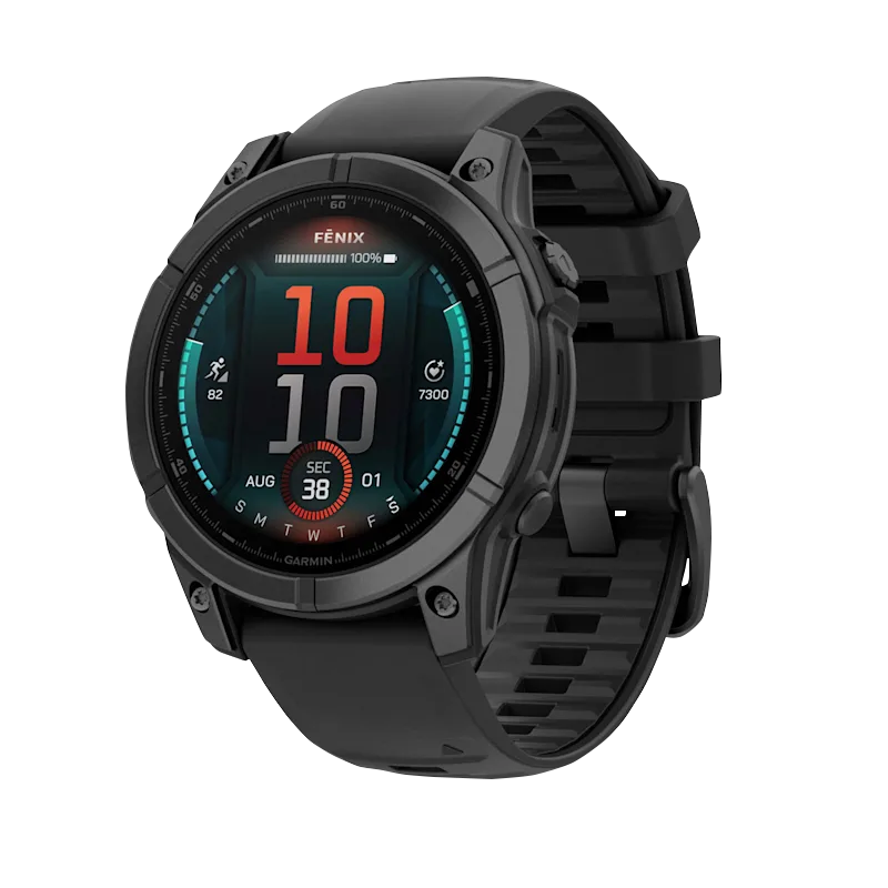 Garmin Fenix E, 47 mm AMOLED, Slate Gray Steel with Black Silicone Band (010-03025-03) by Garmin