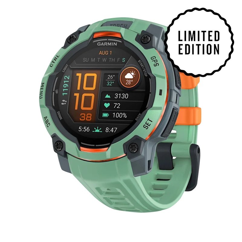 Garmin Instinct 3 AMOLED smartwatch, 45mm Neo Tropic with Neo Tropic band, limited edition