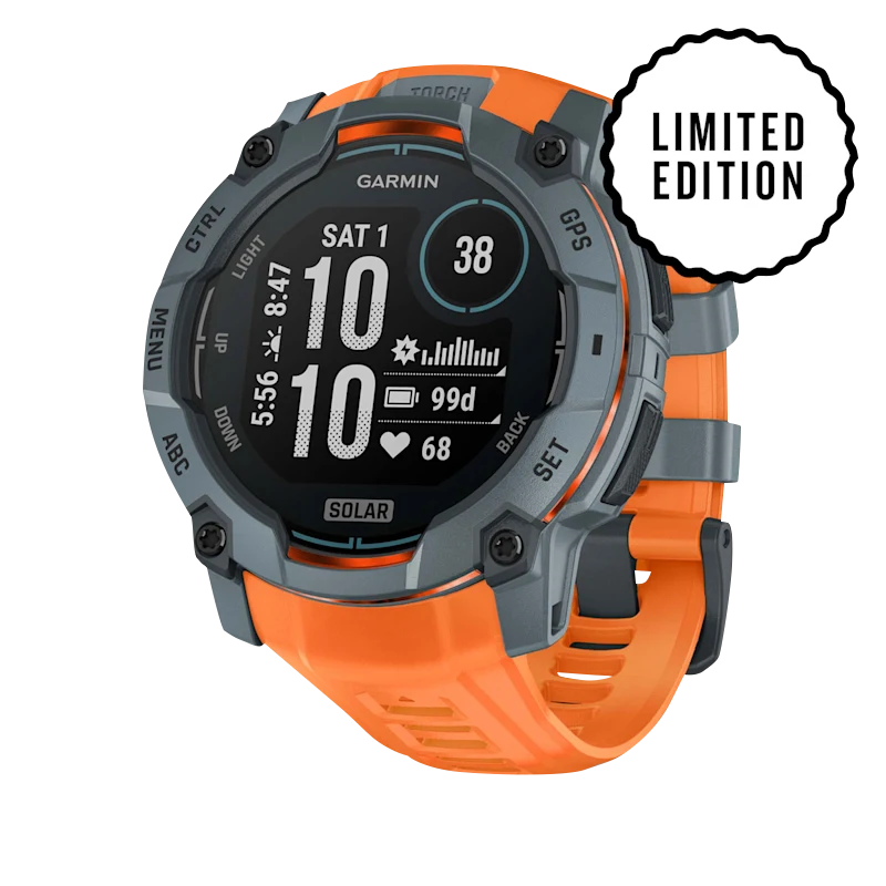 Garmin Instinct 3 Solar smartwatch, 50mm Twilight with Solstice orange band, limited edition