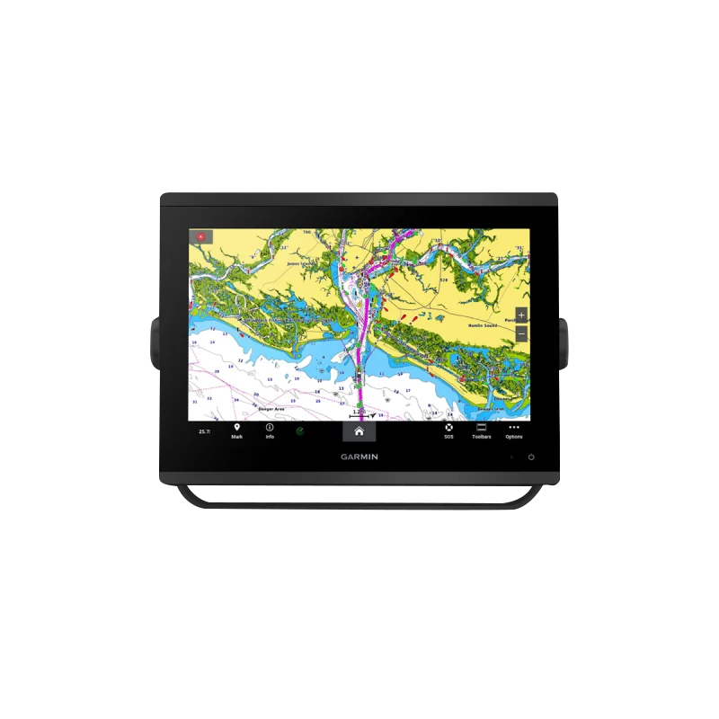 Garmin GPSMAP 1243 non-sonar marine chartplotter with mapping, black bezel, color map display for boat navigation