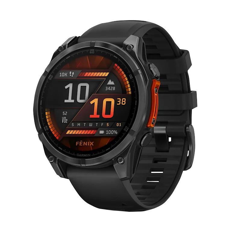 Garmin Fenix 8 smartwatch, 47 mm AMOLED, slate gray case with black silicone band