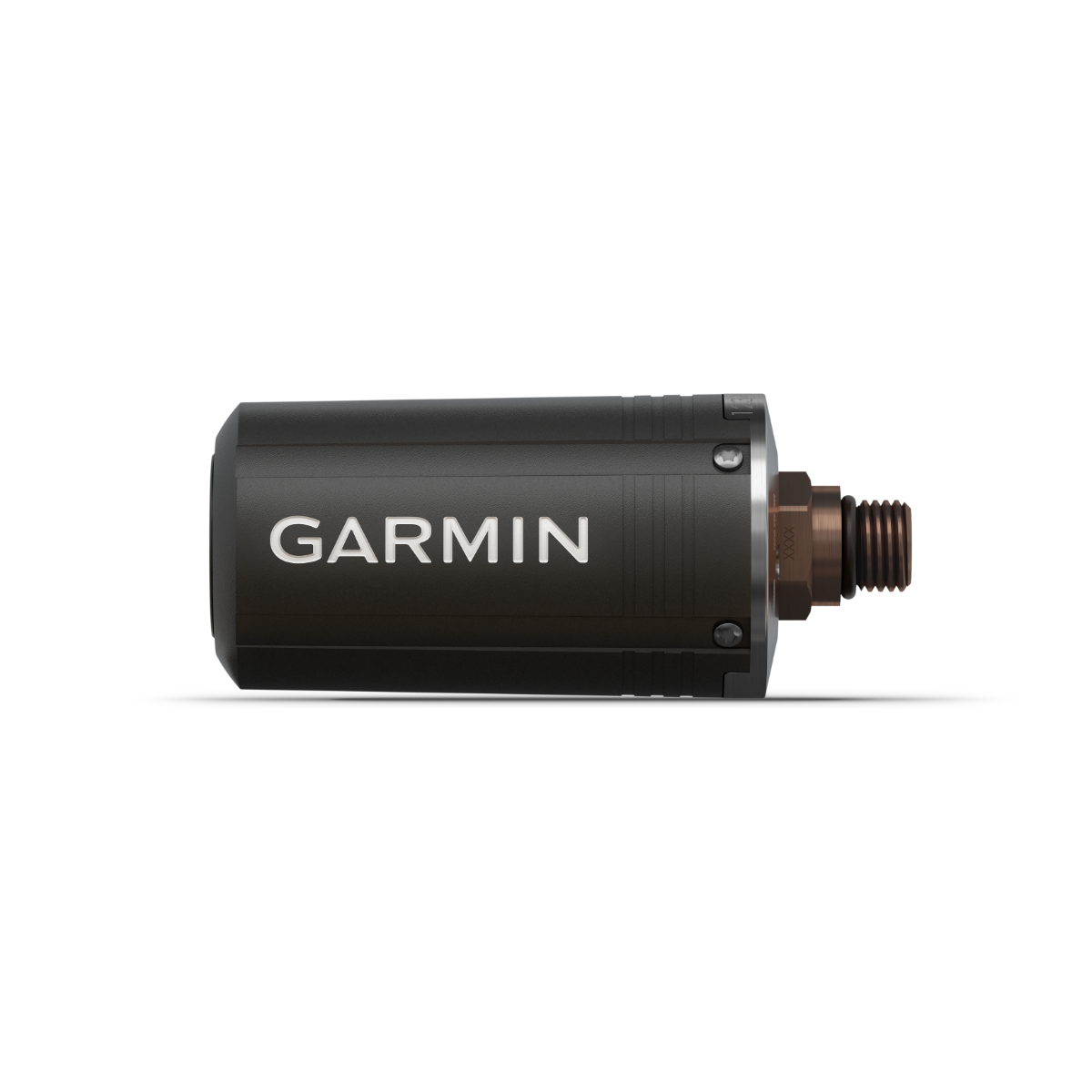 Garmin Descent T1 Transmitter, black cylindrical dive transmitter with copper threaded connector