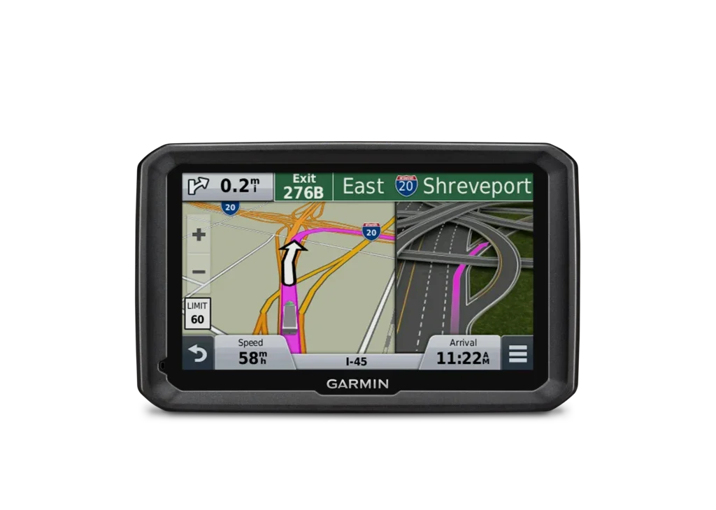 Garmin Dezl 570LMT trucking GPS navigator with 5-inch display, refurbished by Garmin, rugged black case