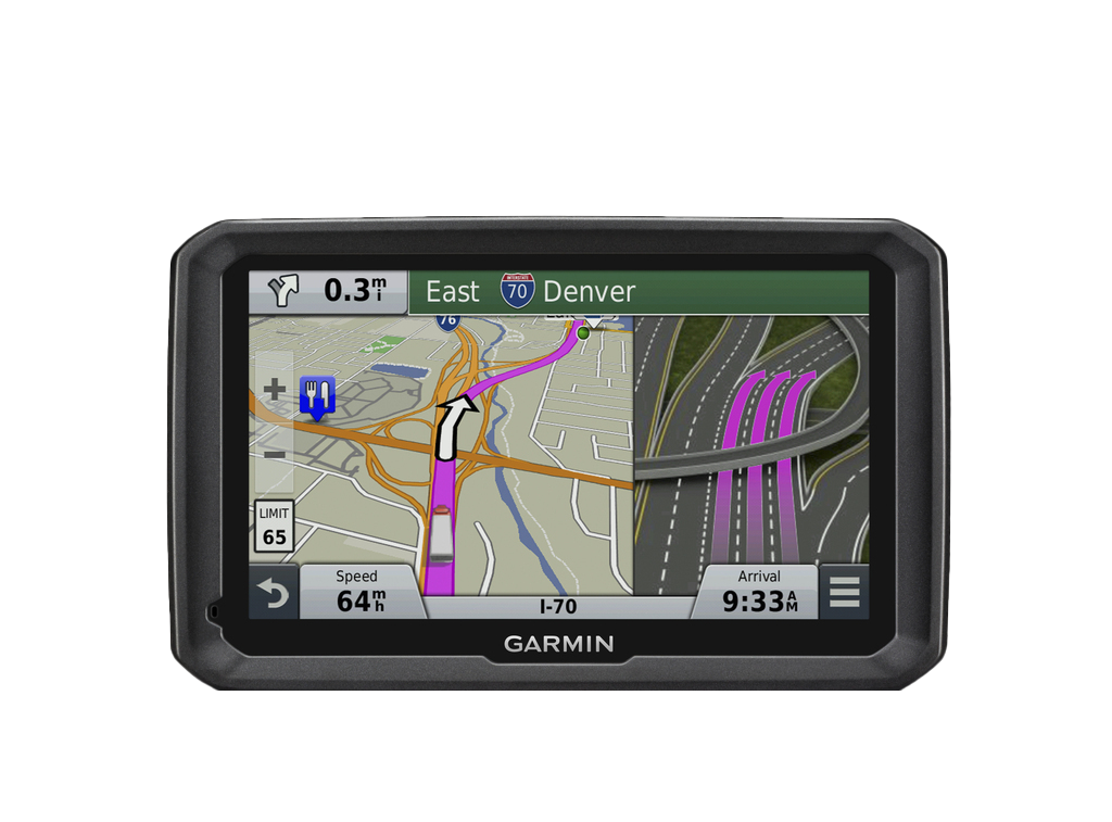 Garmin Dezl 770LMTHD trucking GPS navigator with 7-inch screen; refurbished black frame