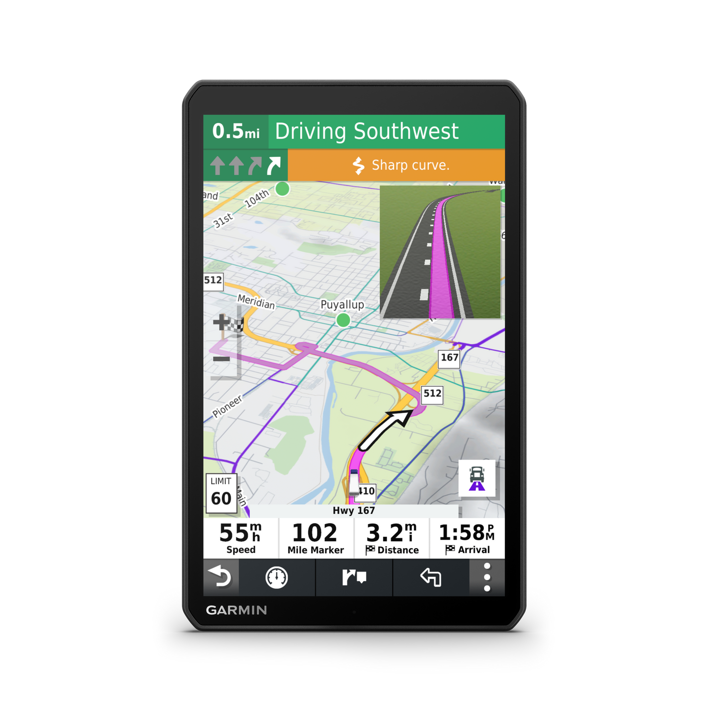 Garmin Dezl OTR800 trucking GPS navigator, black, certified refurbished, 8-inch screen