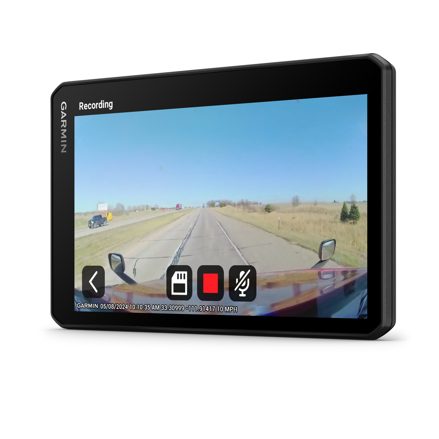 Garmin dezlCam OTR725 black 7-inch GPS truck navigator with built-in dash cam