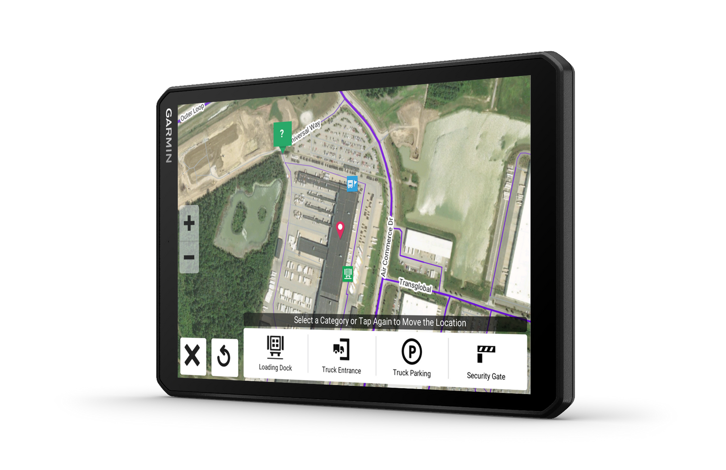 Garmin Dezl OTR810 trucking GPS navigator with an 8-inch display and black housing