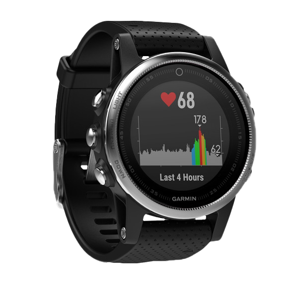 Garmin Fenix 5S GPS smartwatch, silver case with black band