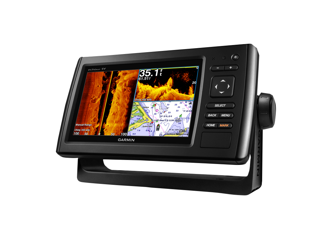 Garmin ECHOMAP CHIRP 74sv marine chartplotter w/o transducer, black with built-in screen and keypad controls