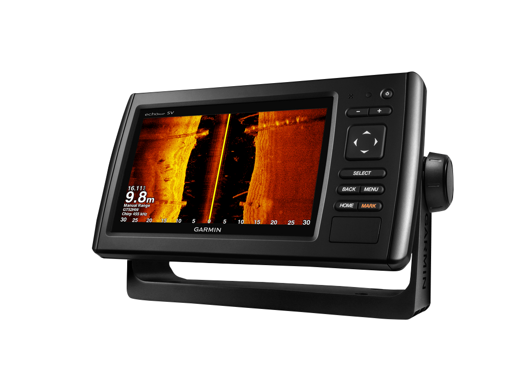 Garmin ECHOMAP CHIRP 75sv marine chartplotter with transducer, black