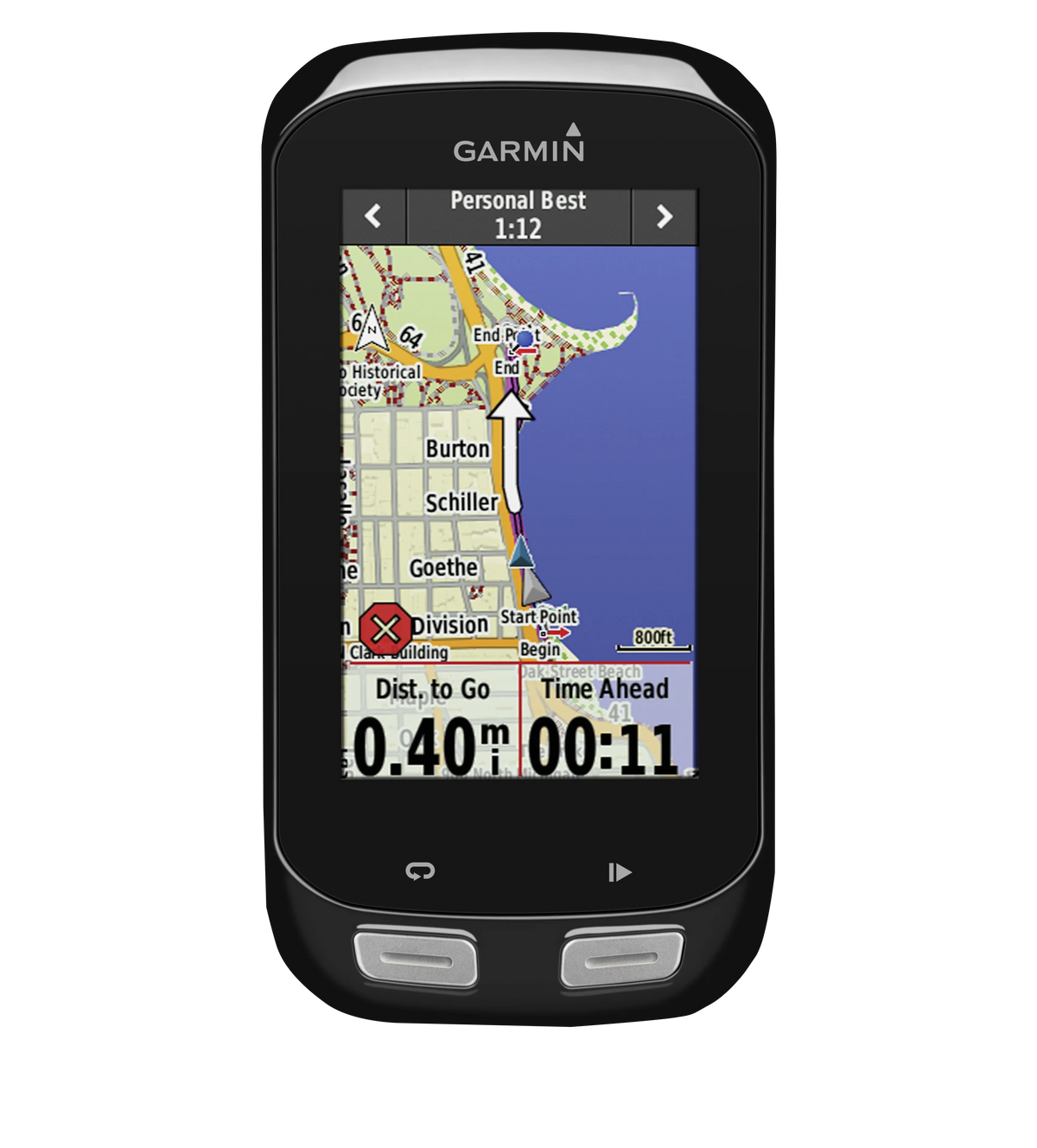 Garmin Edge 1000 bicycle computer, certified refurbished, black with map display