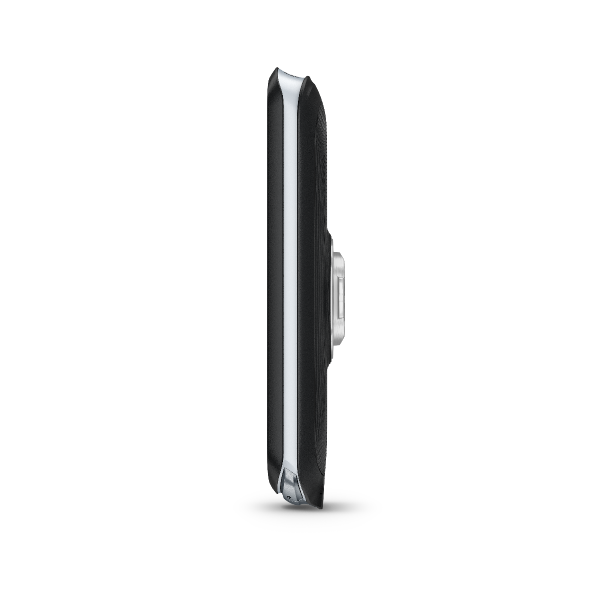 Garmin Edge 1040 Bundle bike computer, black with silver trim, side profile.