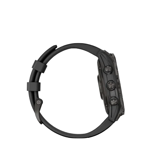 Garmin Fenix 7 Sapphire Solar smartwatch, carbon gray titanium with black band, certified refurbished