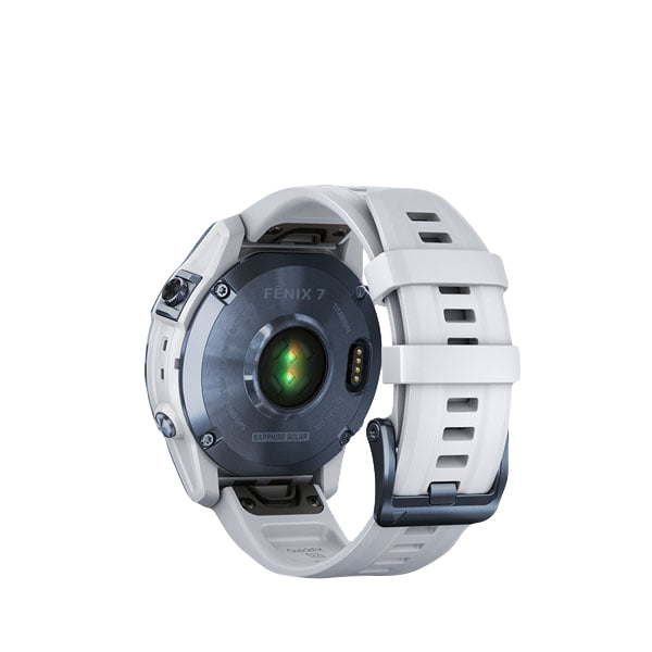 Garmin Fenix 7 Sapphire Solar smartwatch with gray Whitestone band, certified refurbished