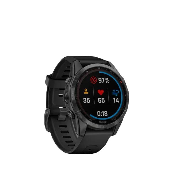 Garmin Fenix 7S Solar smartwatch, slate gray with black band, certified refurbished