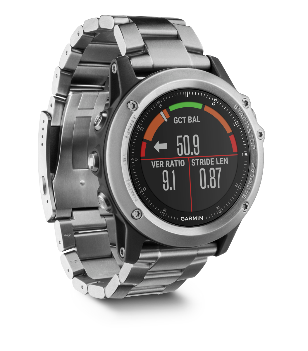 Garmin Fenix 3 Sapphire Titanium smartwatch with metal link bracelet
