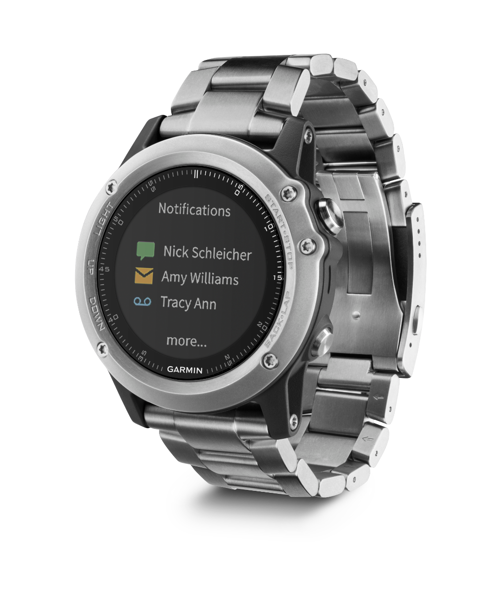 Garmin Fenix 3 Sapphire titanium smartwatch with stainless steel bracelet