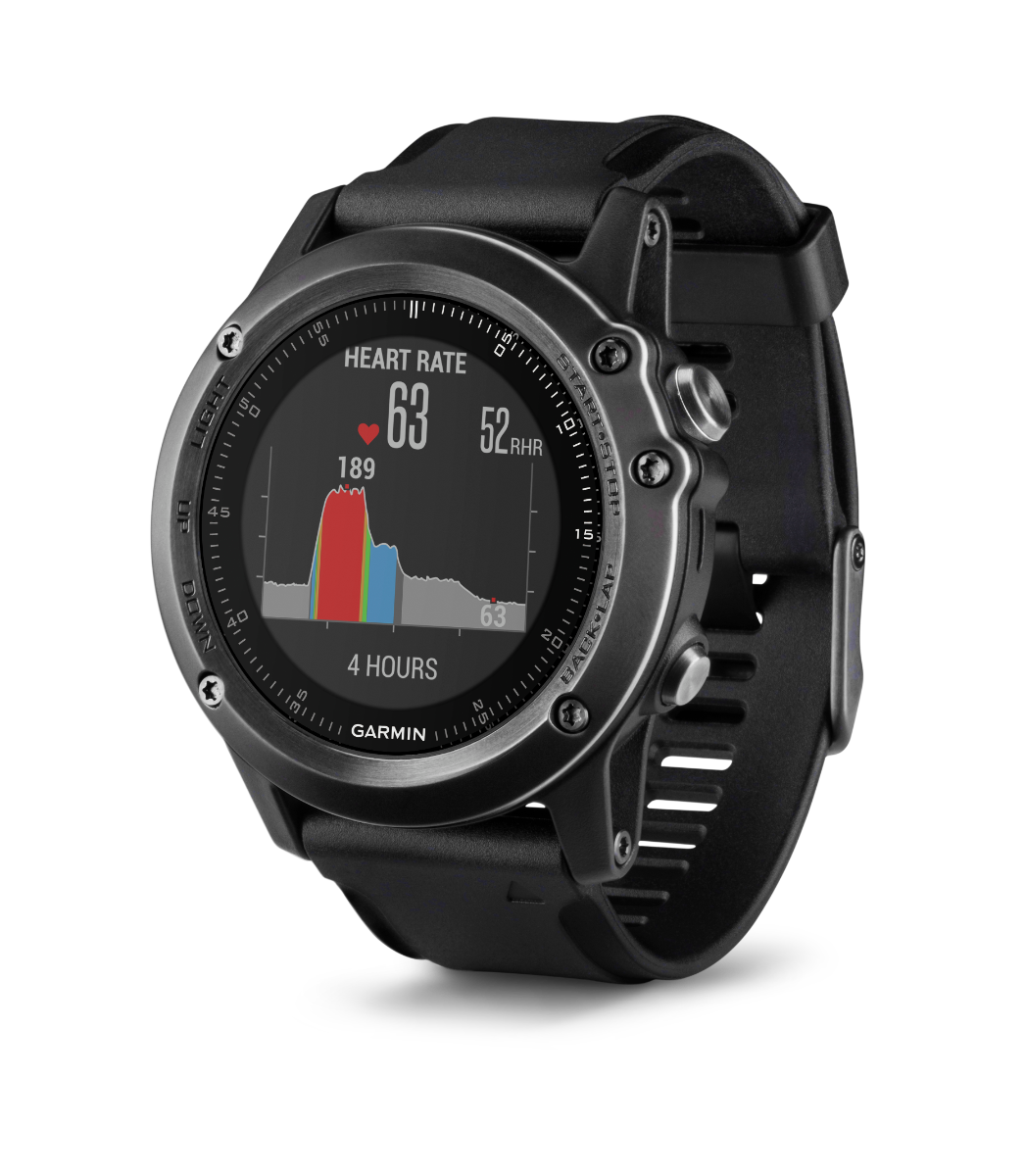 Garmin Fenix 3 HR smartwatch with black bezel and black band