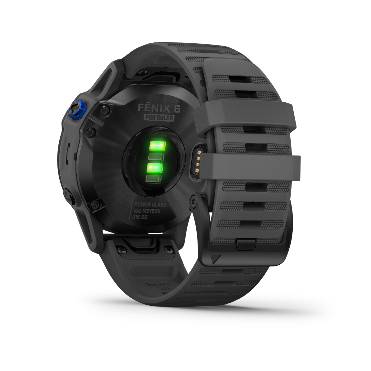 Garmin Fenix 6 Pro Solar GPS smartwatch with black case and gray band