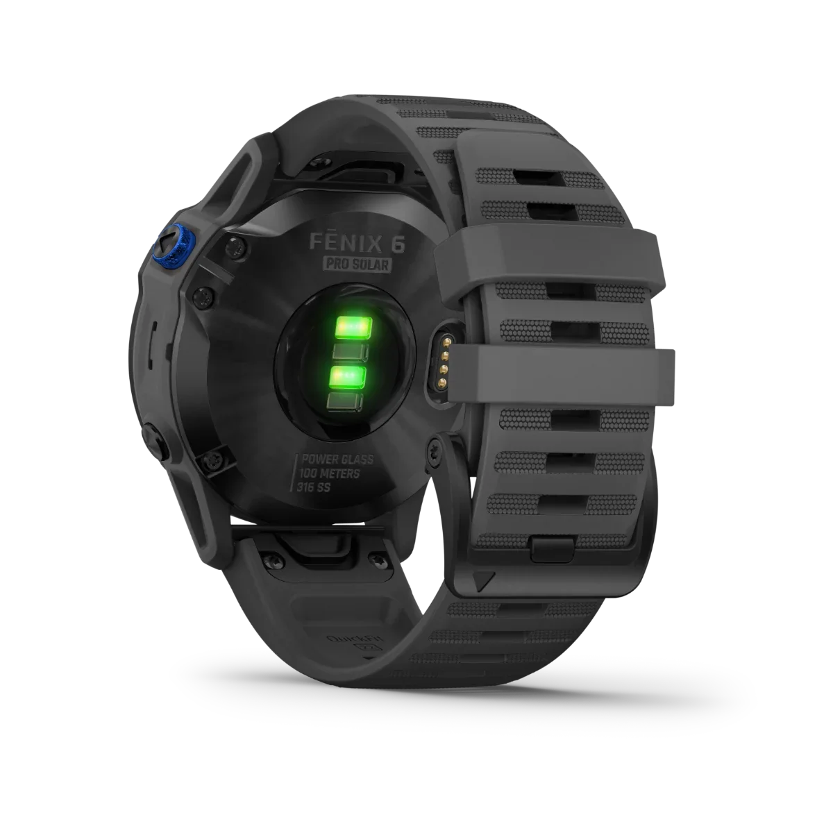 Garmin Fenix 6 Pro Solar GPS smartwatch with black case and gray band