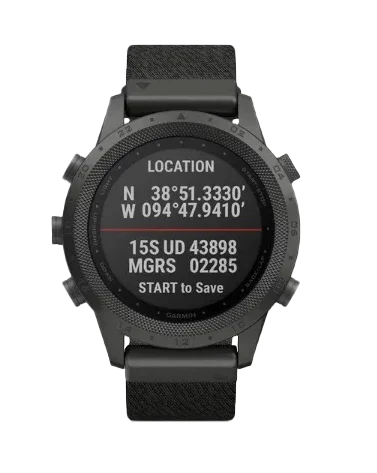 Garmin MARQ Commander smartwatch, men's luxury GPS, refurbished, black textured band