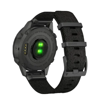 Garmin MARQ Commander men's luxury GPS smartwatch with black fabric strap, refurbished