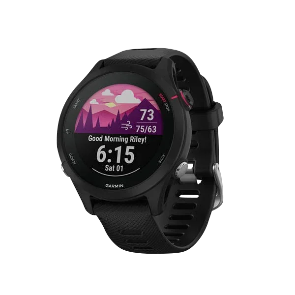 Garmin Forerunner 255S Music GPS running smartwatch, black/red, Garmin Certified Refurbished