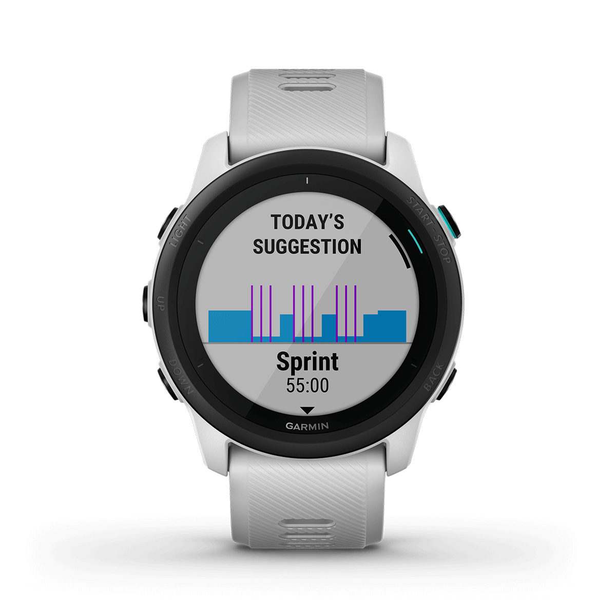 Garmin Forerunner 745 smartwatch, Whitestone band, GPS running and triathlon watch, certified refurbished