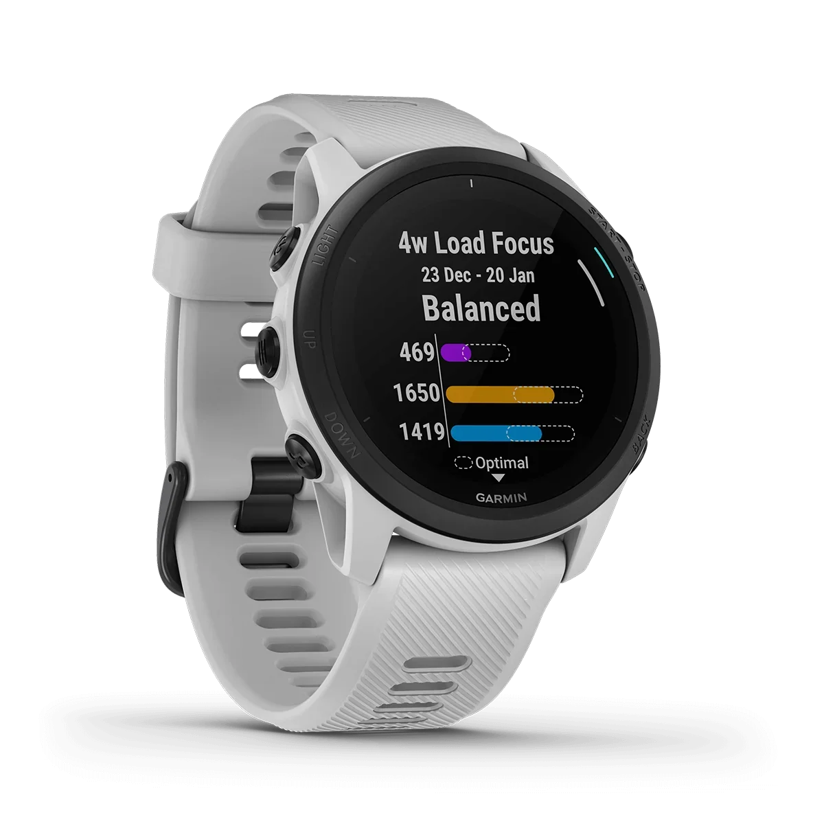 Garmin Forerunner 745 smartwatch, Whitestone color with white band, Certified Refurbished