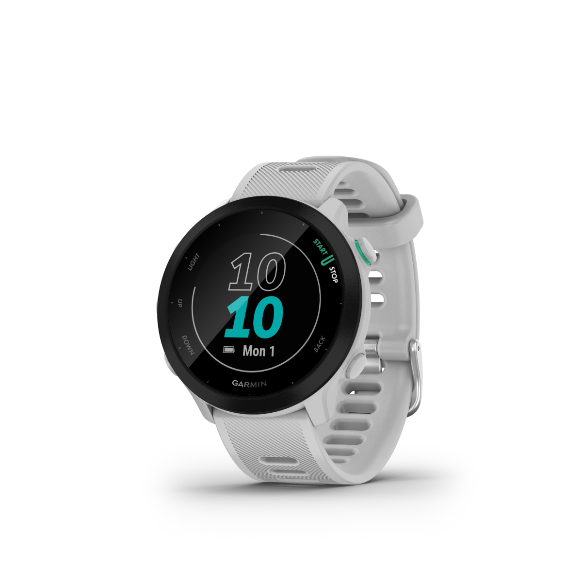 Garmin Forerunner 55 smartwatch, white band, GPS fitness watch, certified refurbished