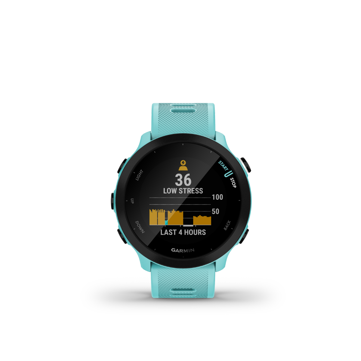 Garmin Forerunner 55 Aqua GPS fitness smartwatch with aqua strap, certified refurbished