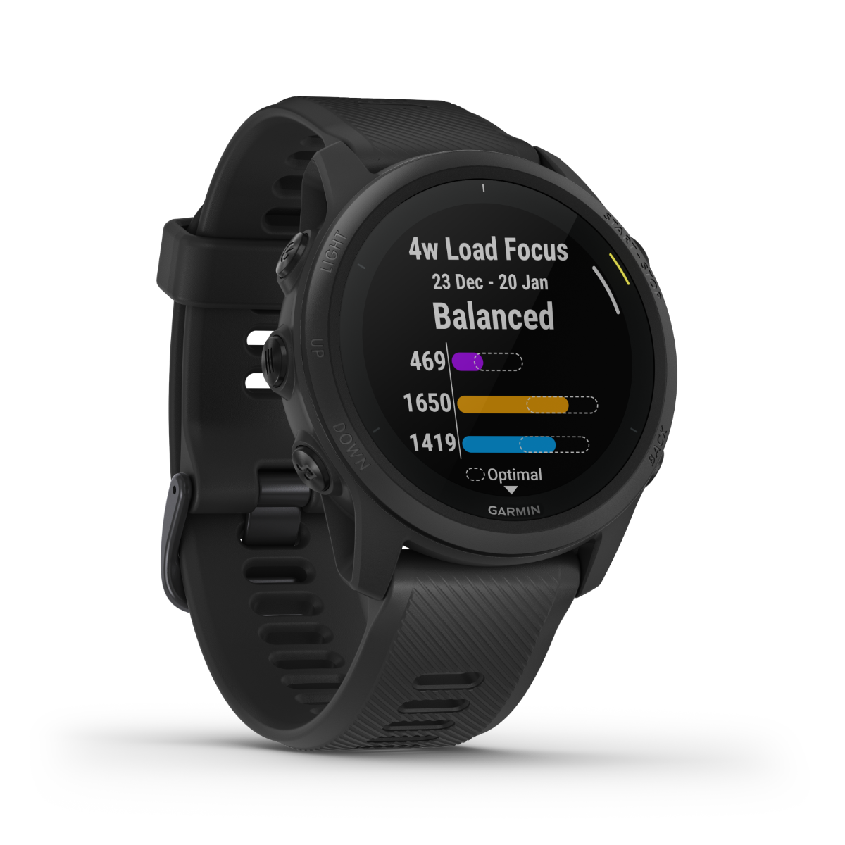 Garmin Forerunner 745 smart watch, black with silicone strap