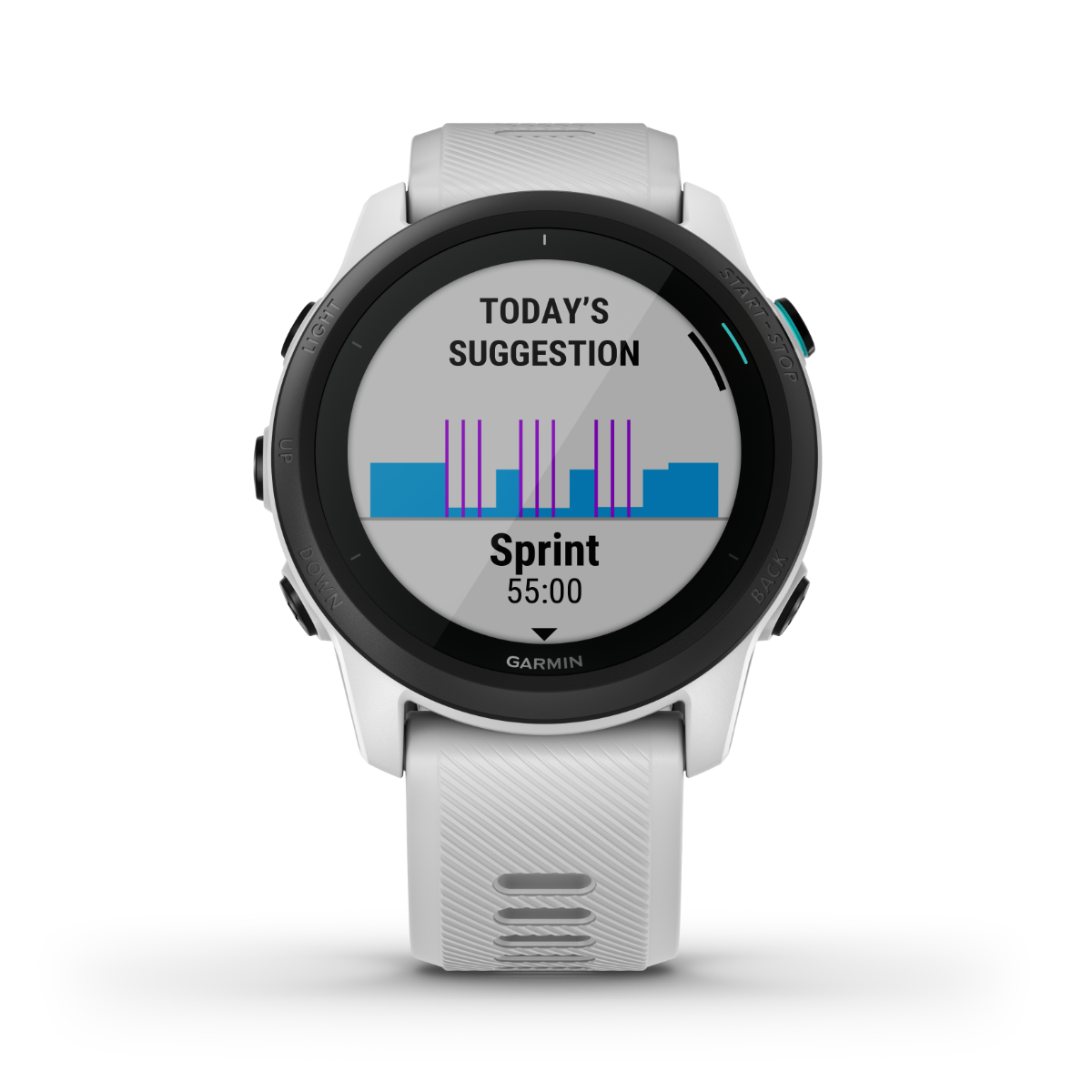 Garmin Forerunner 745 smartwatch Whitestone with white silicone band