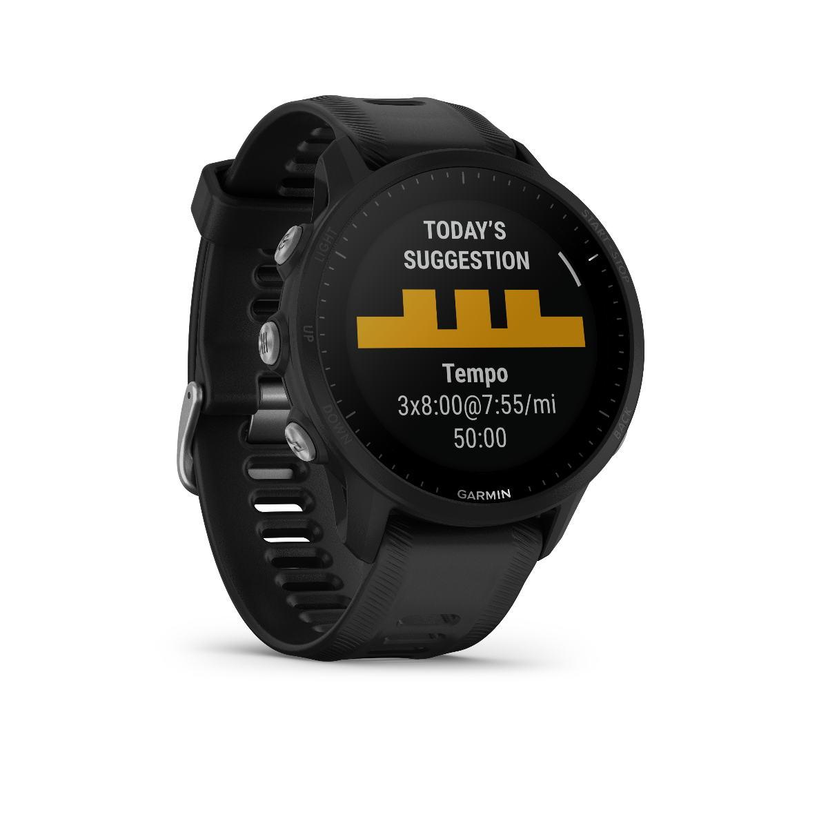 Garmin Forerunner 955 black smart watch with silicone band