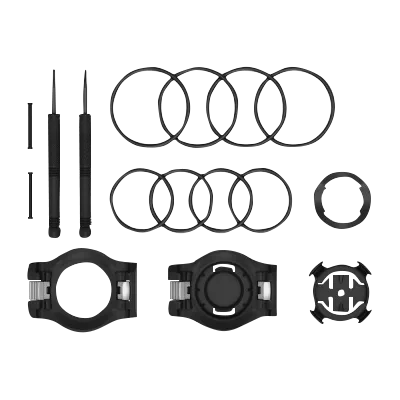 Garmin Quick Release Kit (010-11251-0S); black bicycle accessories with rings, clamps, and mounting hardware.