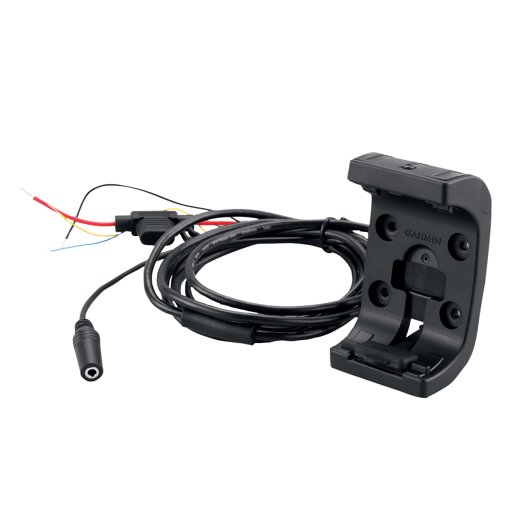 Garmin AMPS rugged mount with audio/power cable, black plastic GPS accessory