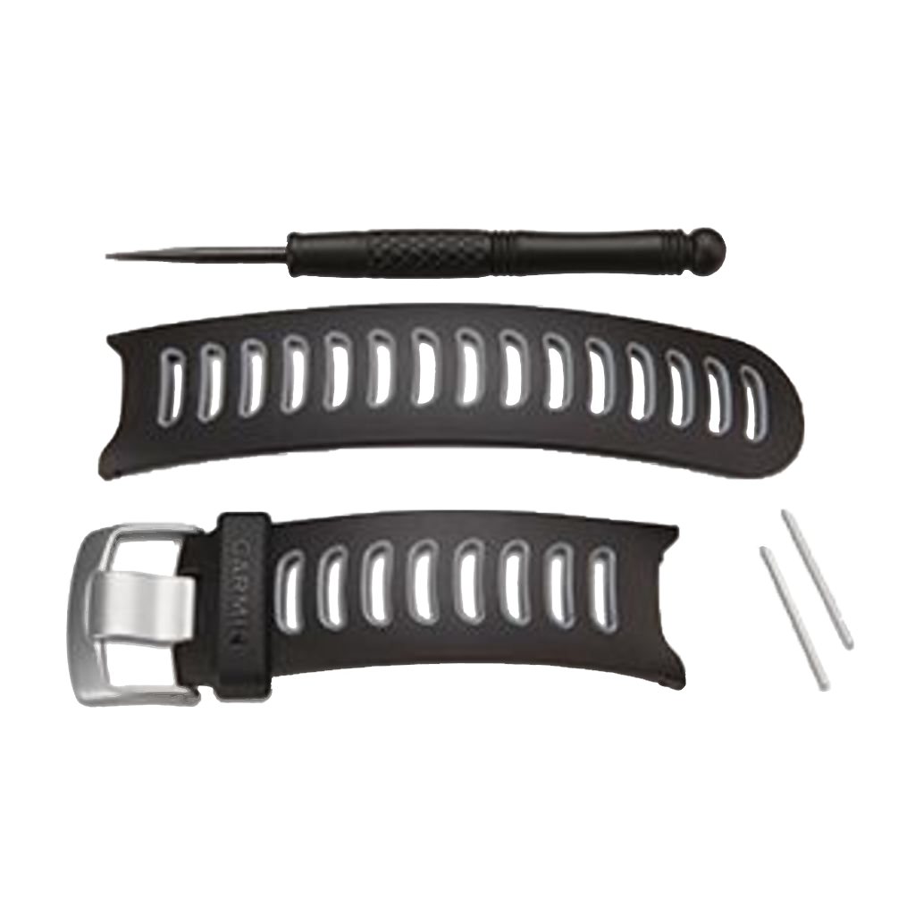 Garmin Approach S3 watch band set in black/gray silicone with buckle, pins and tool (2 bands)