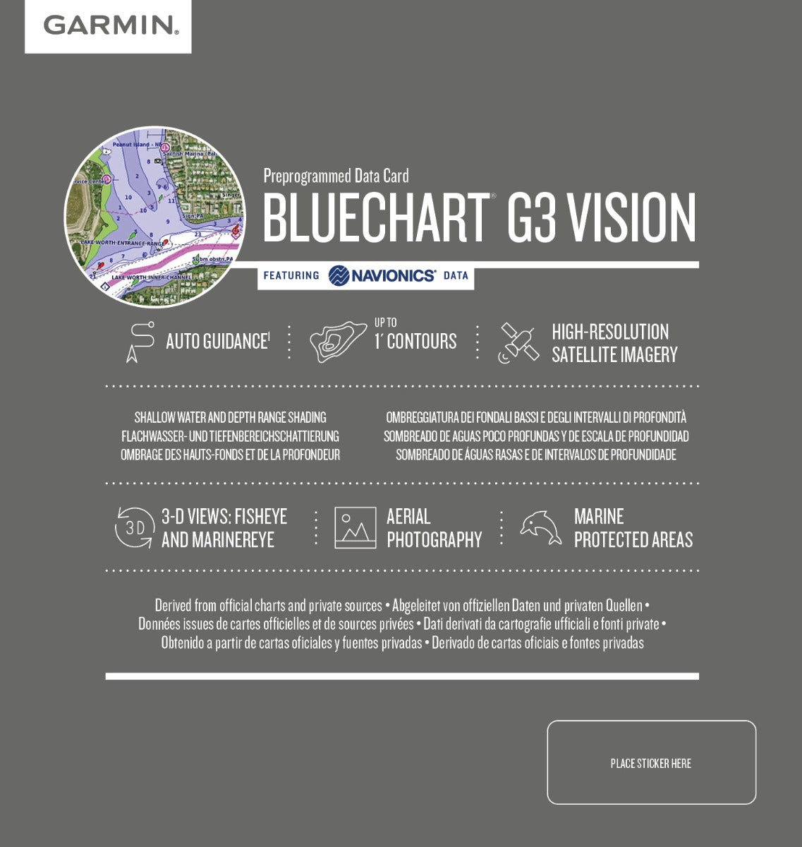 Garmin BlueChart G3 Vision preprogrammed map card with Navionics data