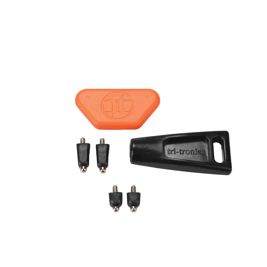 Garmin Contacts Kit 010-11828-04, a 6-piece hunting dog equipment set with orange cap and black Tri-tronics handle.
